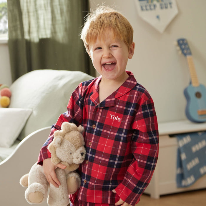 Personalised Traditional Red Checkered Pyjamas