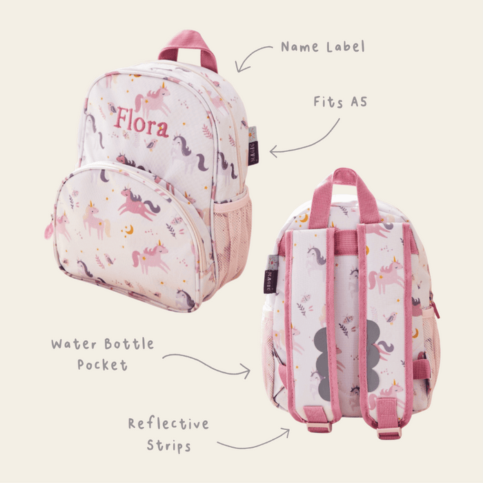 Personalised Unicorn Print Mini Backpack