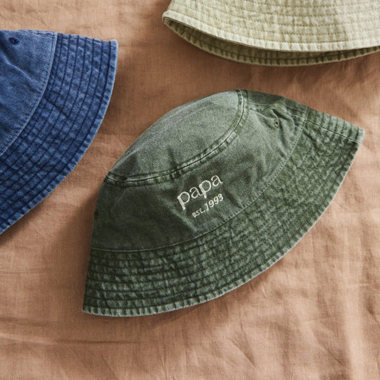 Personalised Vintage Dad Bucket Hat in Olive Green