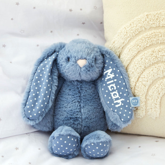 Personalised Wave Blue Bunny Soft Toy