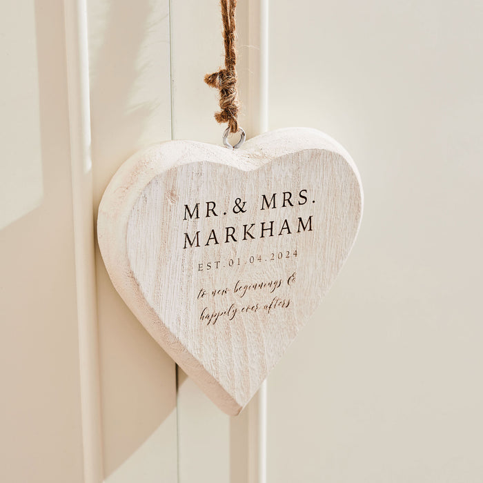 Personalised Wedding Date Wooden Hanging Heart