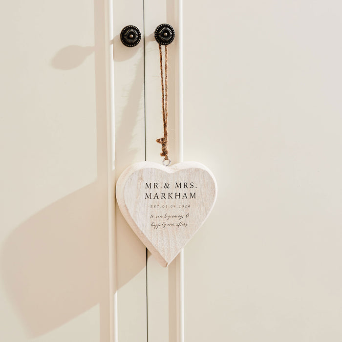 Personalised Wedding Date Wooden Hanging Heart