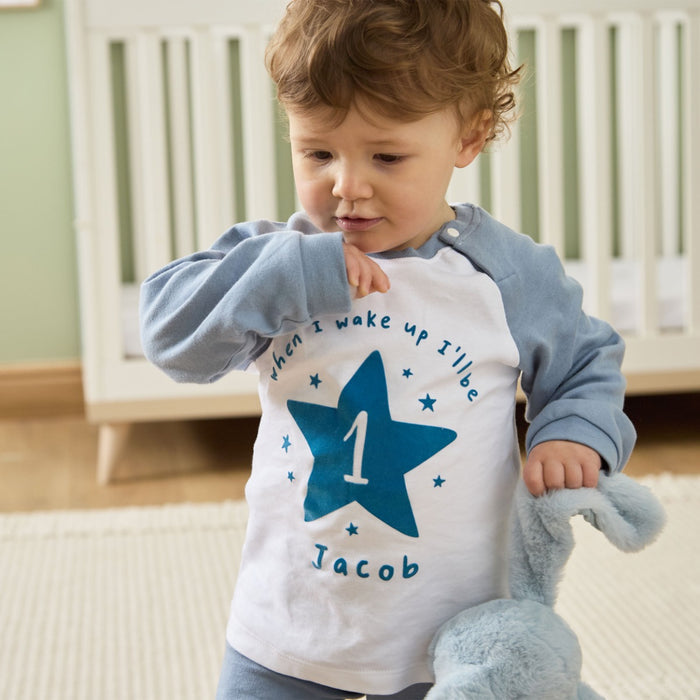 Personalised 'When I Wake Up I'll Be' Blue Pyjamas