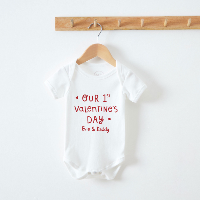 Personalised White 1st Valentine's Day Design Bodysuit