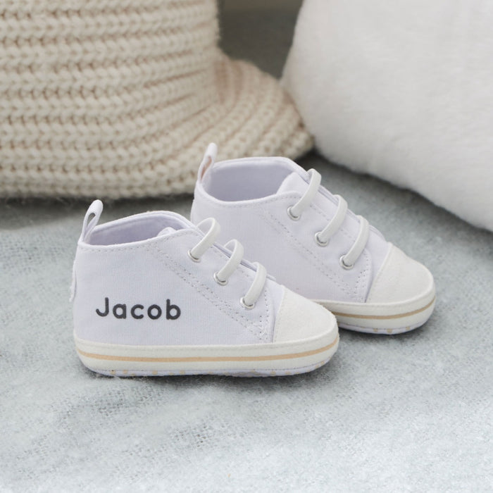 Personalised White Baby High Top Trainers