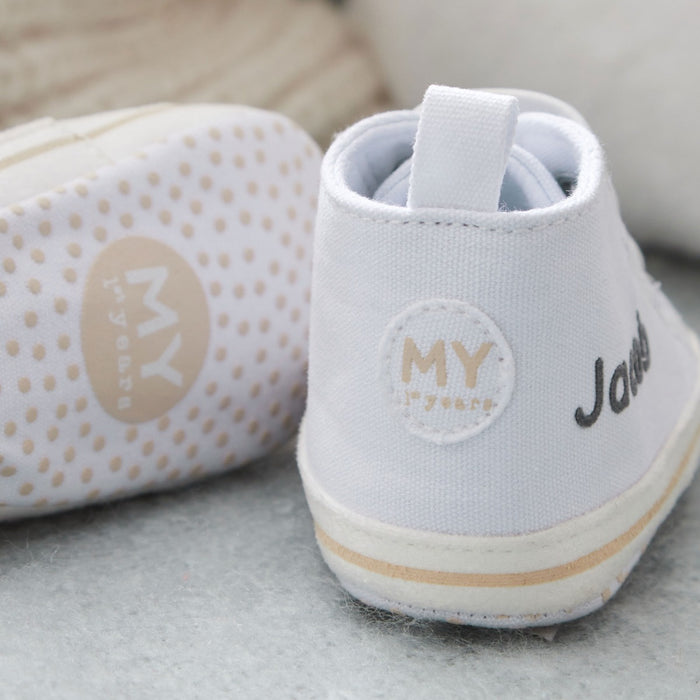 Personalised White Baby High Top Trainers
