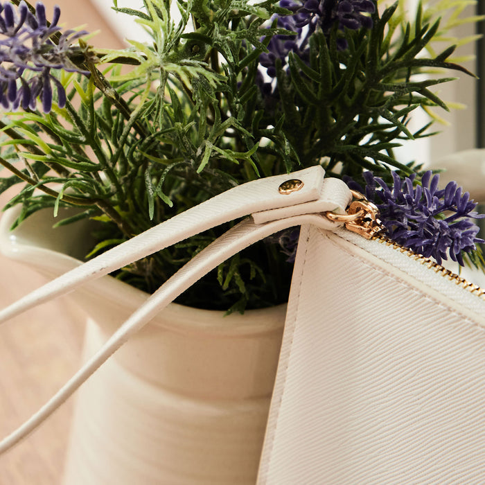 Personalised White Birth Flower Monogrammed Pouch