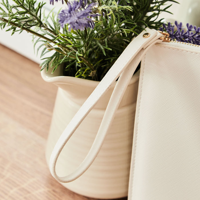 Personalised White Birth Flower Name Pouch