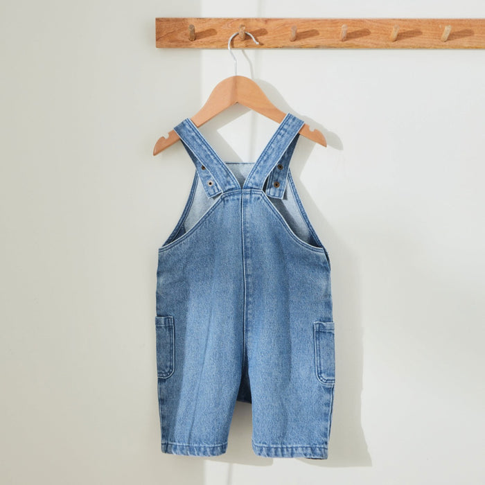 Personalised White Bow Denim Dungarees