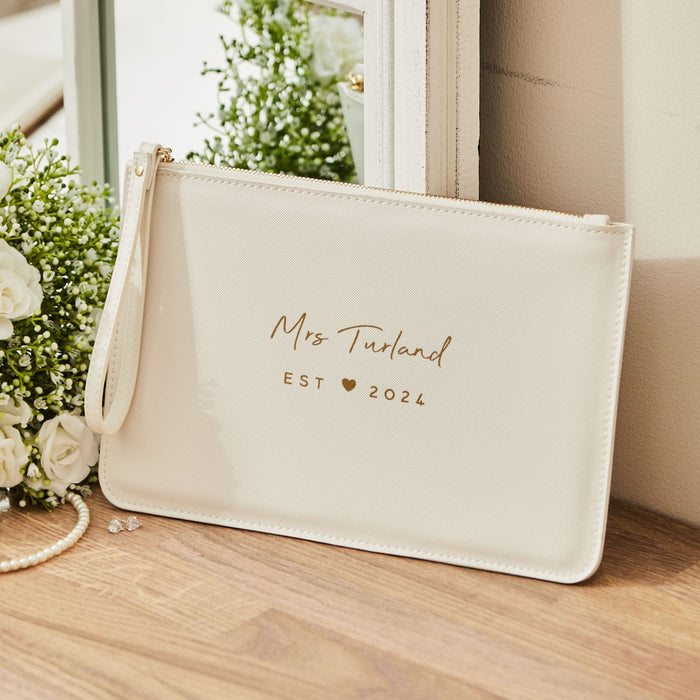 Personalised White Bridal Pouch