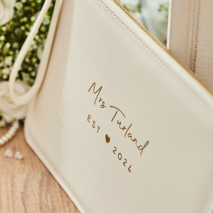 Personalised White Bridal Pouch