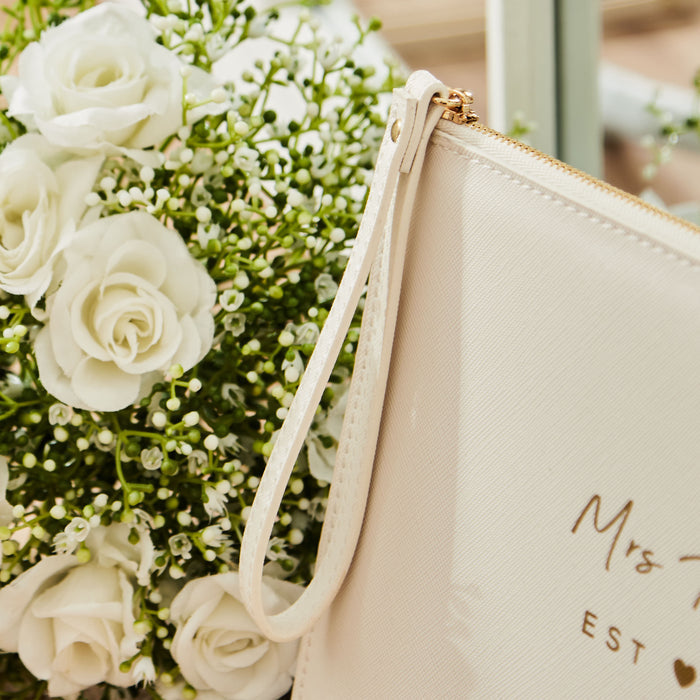 Personalised White Bridal Pouch