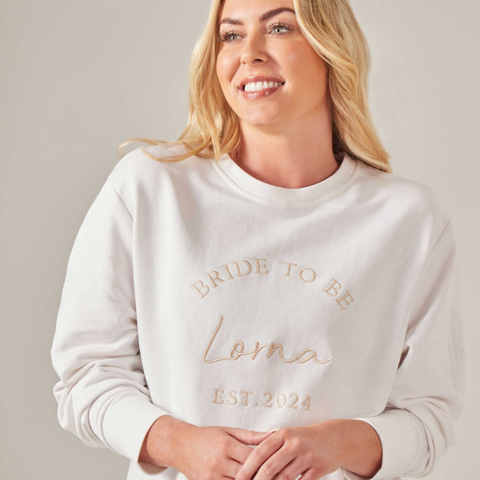 Personalised White Bride To Be Sweatshirt