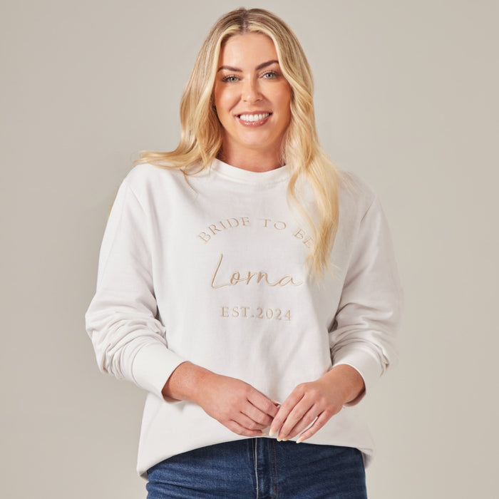 Personalised White Bride To Be Sweatshirt