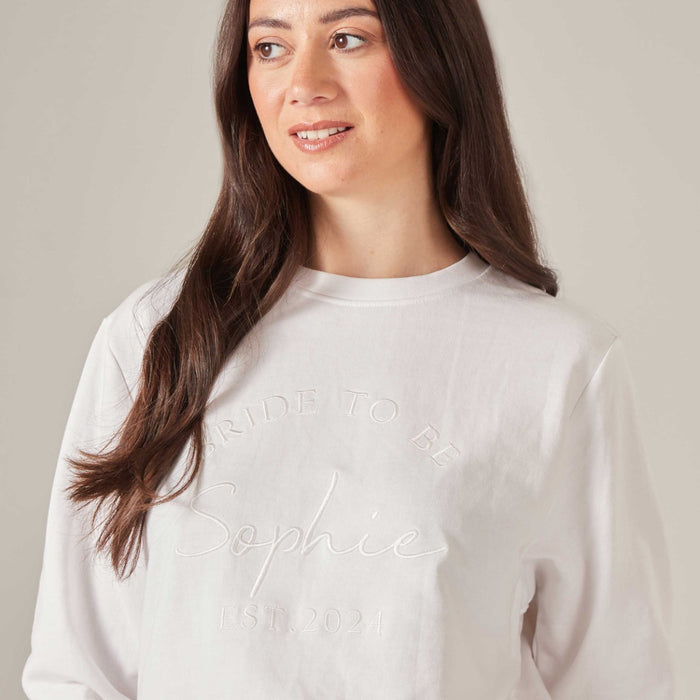 Personalised White Bride To Be Sweatshirt