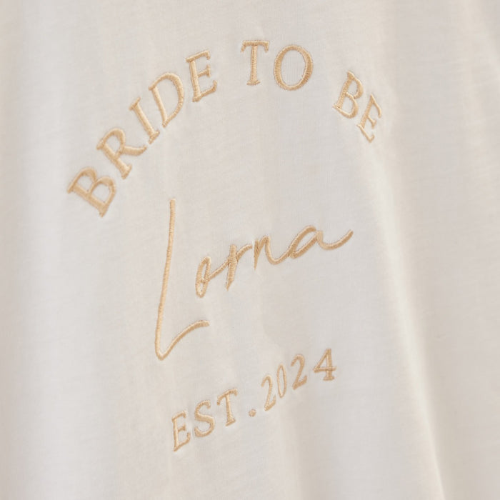 Personalised White Bride to Be T-Shirt