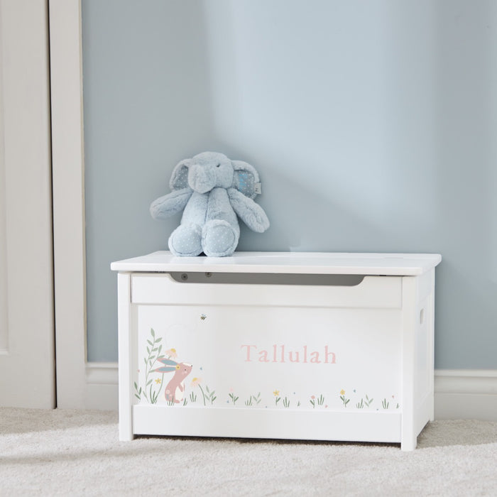 Personalised White Bunny Design Panelled Toy Box FSC®