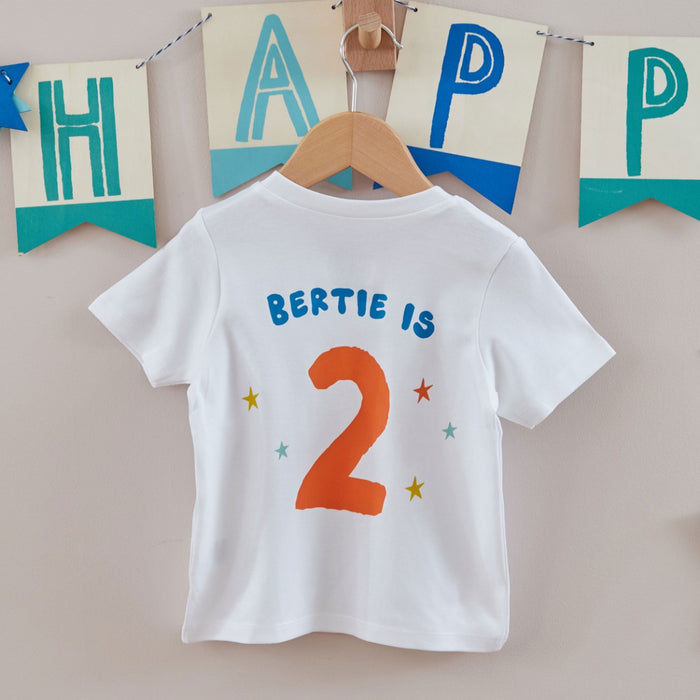 Personalised White Dino Birthday T Shirt