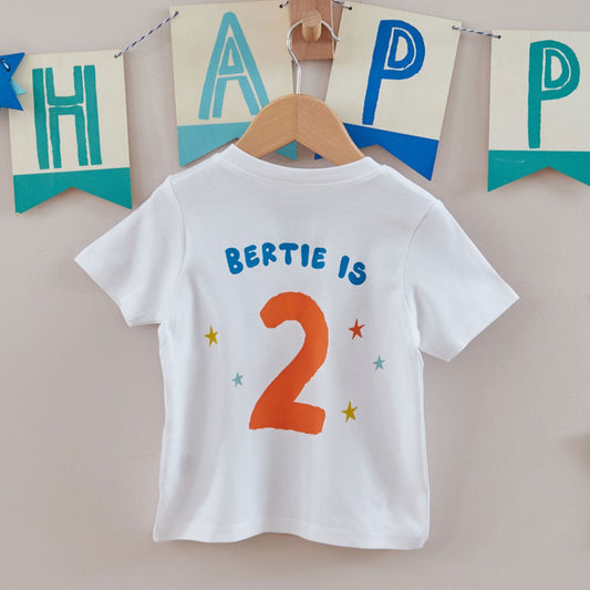 Personalised White Dino Birthday T Shirt