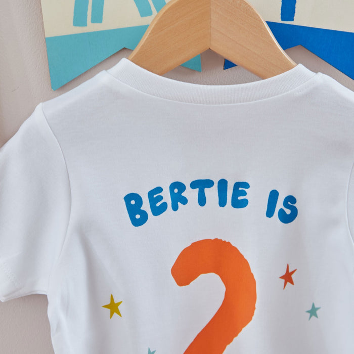 Personalised White Dino Birthday T Shirt