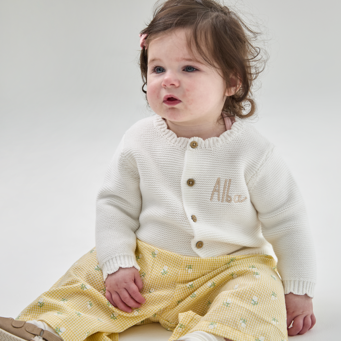 Personalised White Front Name Cardigan