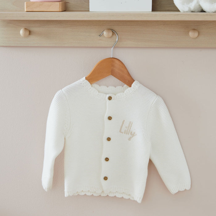 Personalised White Front Name Cardigan