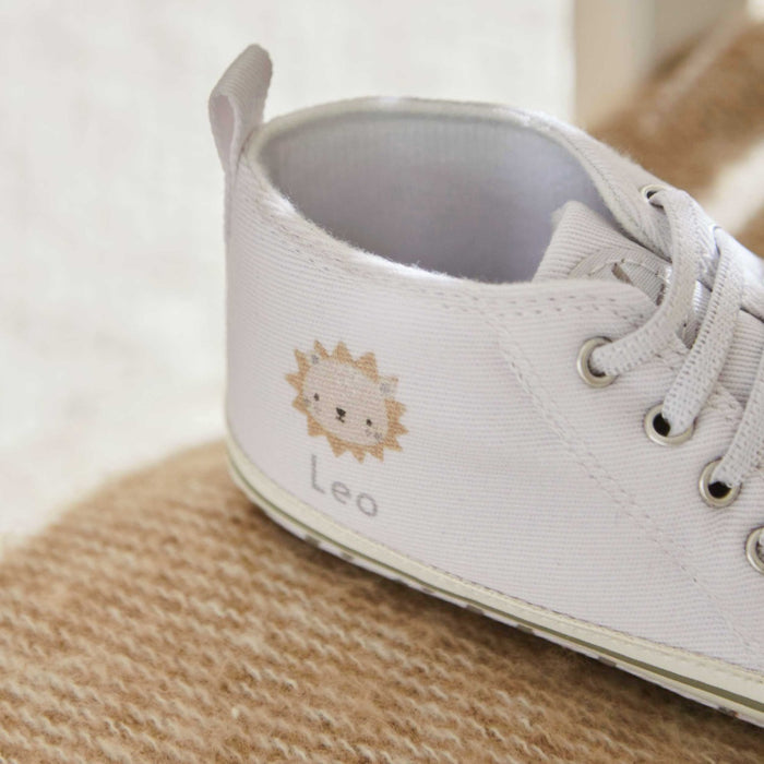 Personalised White Lion Cub Baby High Top Shoes