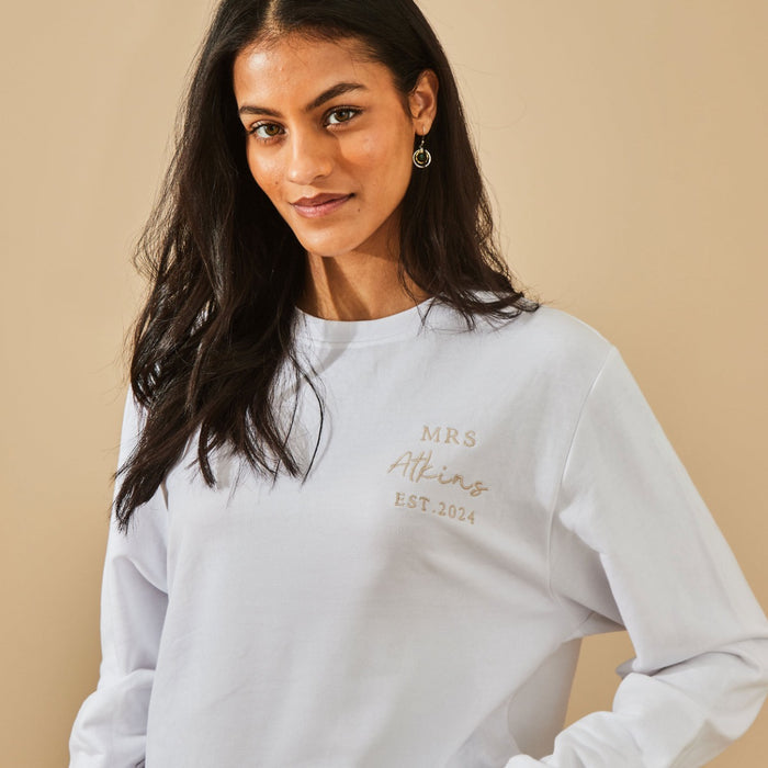 Personalised White Mrs Sweatshirt