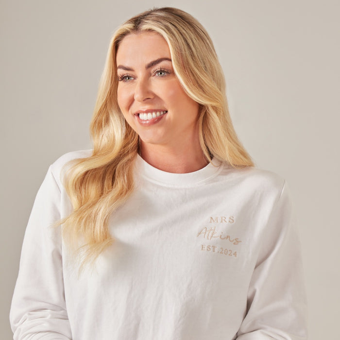 Personalised White Mrs Sweatshirt