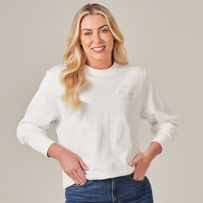 Personalised White Mrs Sweatshirt