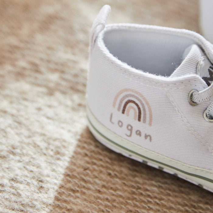 Personalised White Rainbow Baby High Top Shoes