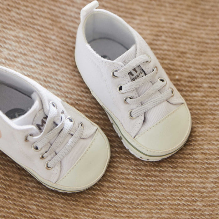 Personalised White Rainbow Baby High Top Shoes