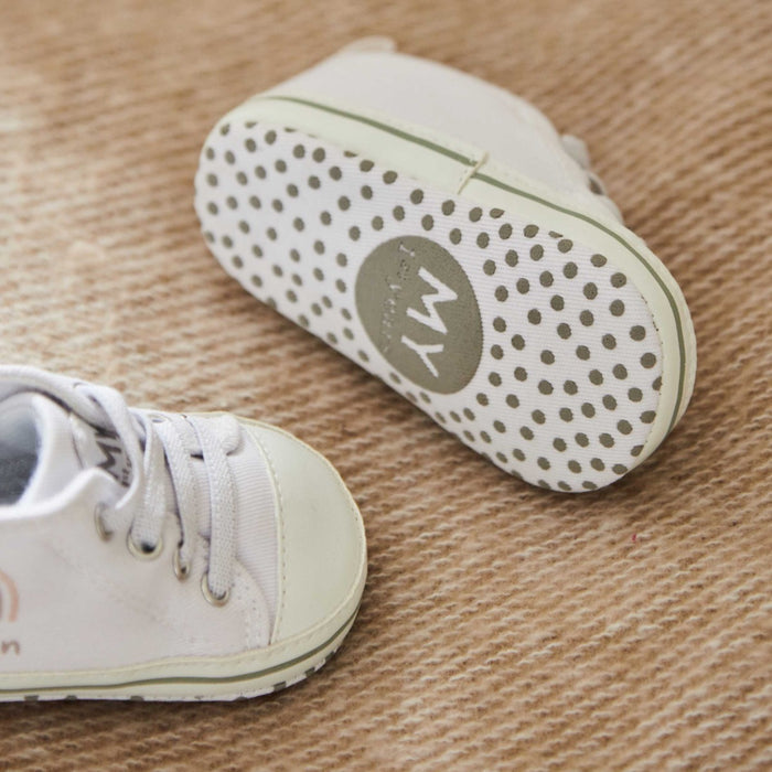Personalised White Rainbow Baby High Top Shoes