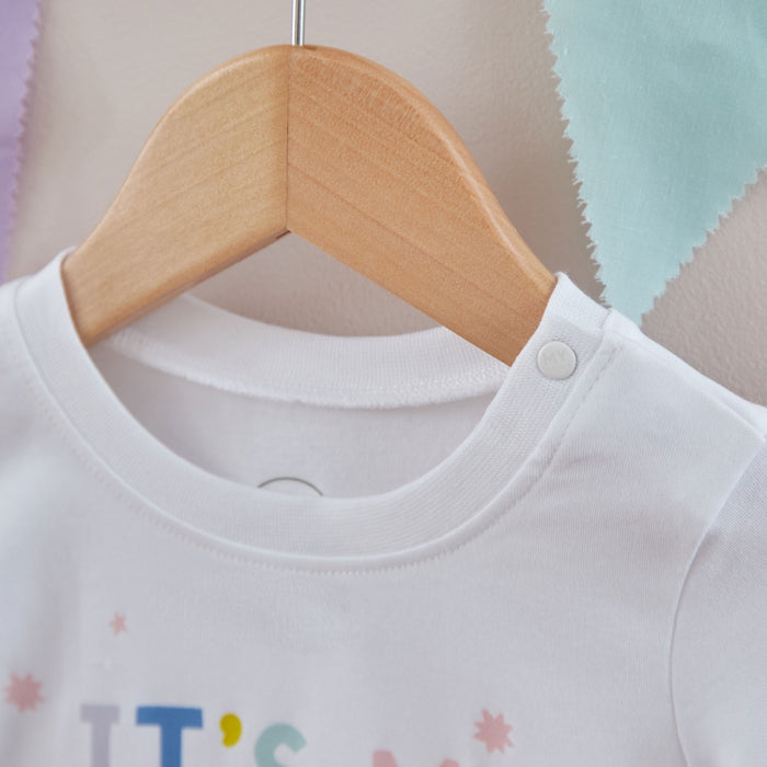 Personalised White Rainbow Birthday T Shirt