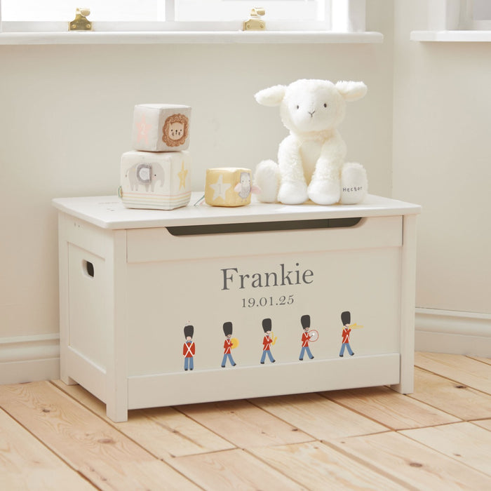 Personalised White Soldier Design Panelled Toy Box FSC®