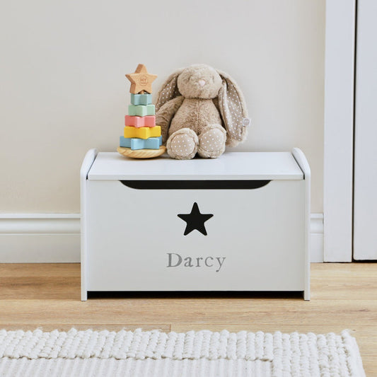 Personalised White Star Design Toy Box FSC®