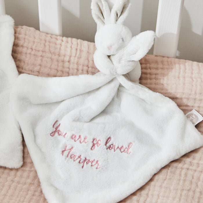 Personalised White Super Soft Bunny Comforter