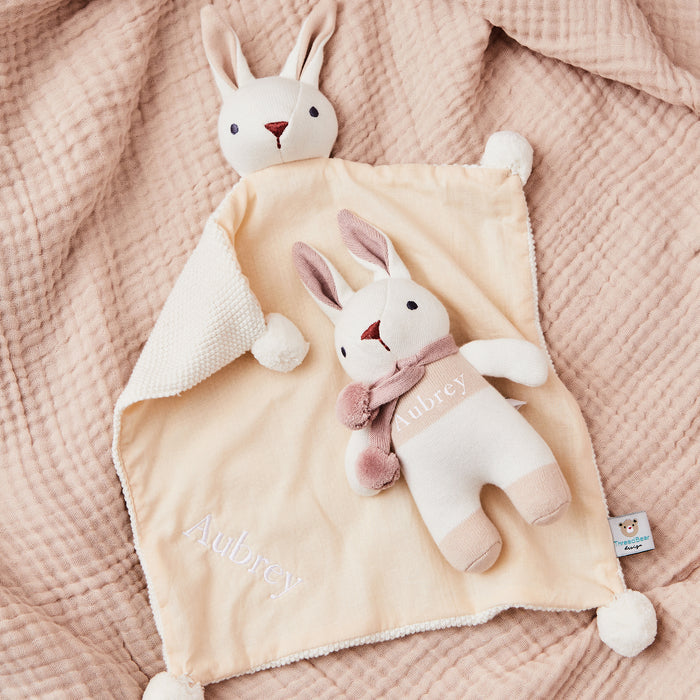 Personalised White Threadbear Bunny Toy & Comforter Set