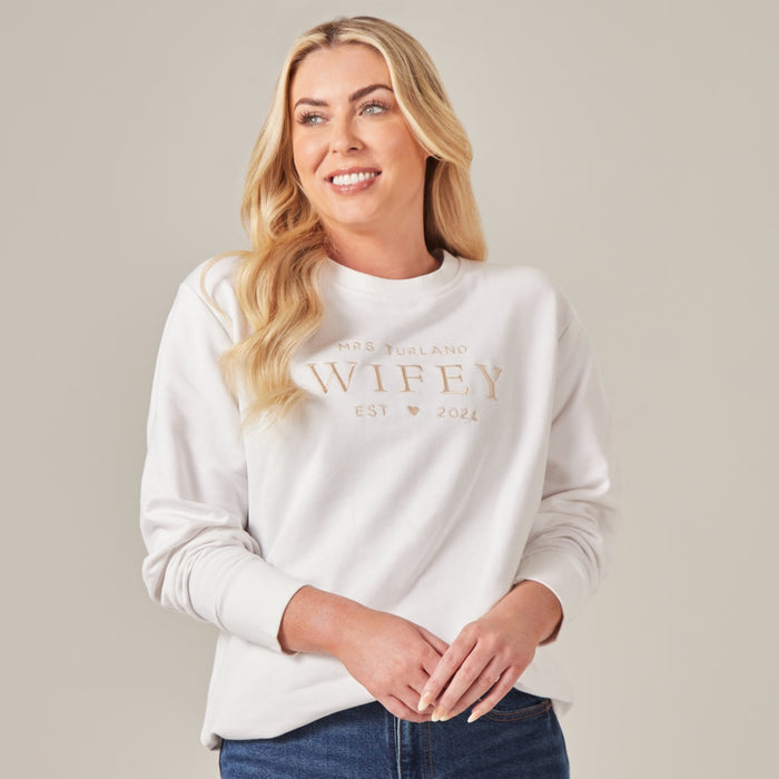 Personalised White Wifey Sweatshirt