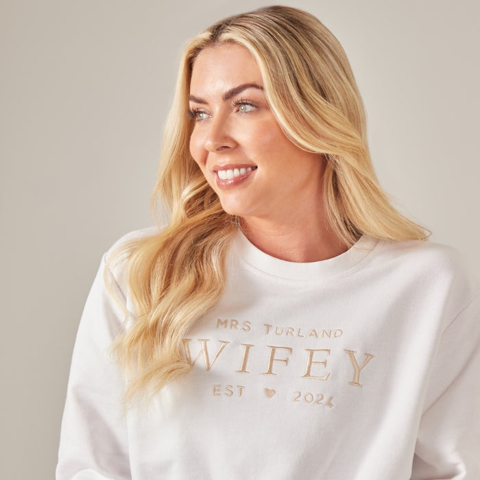 Personalised White Wifey Sweatshirt