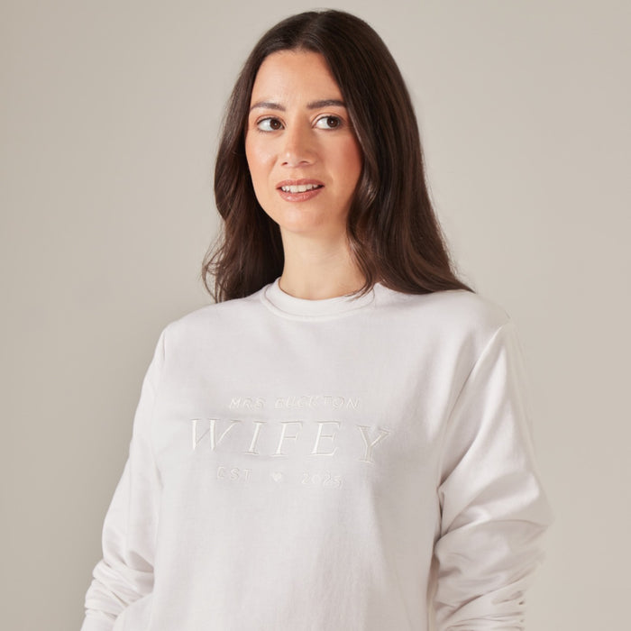 Personalised White Wifey Sweatshirt
