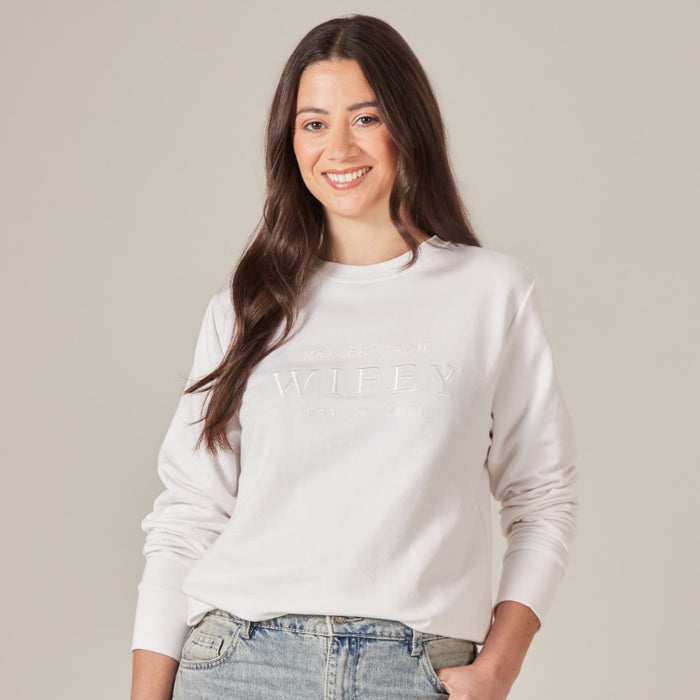 Personalised White Wifey Sweatshirt