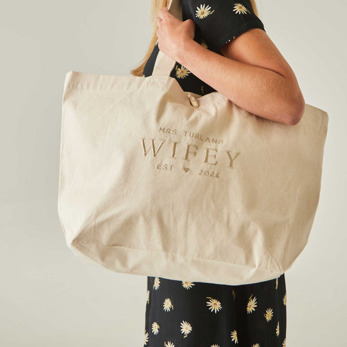 Personalised Wifey Canvas Tote Bag