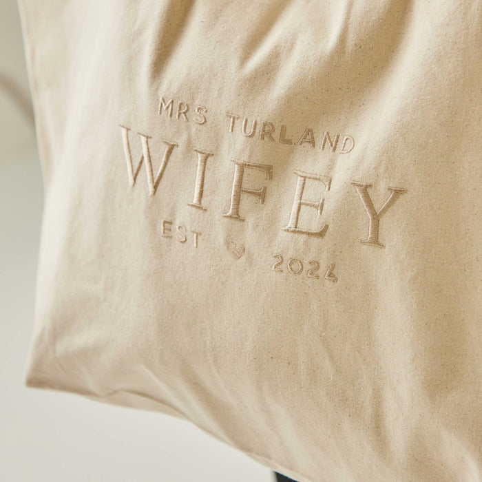 Personalised Wifey Canvas Tote Bag