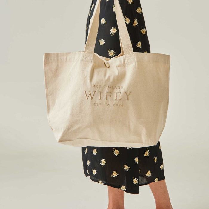 Personalised Wifey Canvas Tote Bag