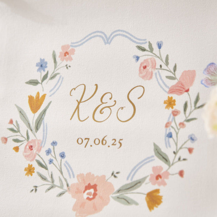 Personalised Wildflower Couple's Initials & Wedding Date Wall Hanging