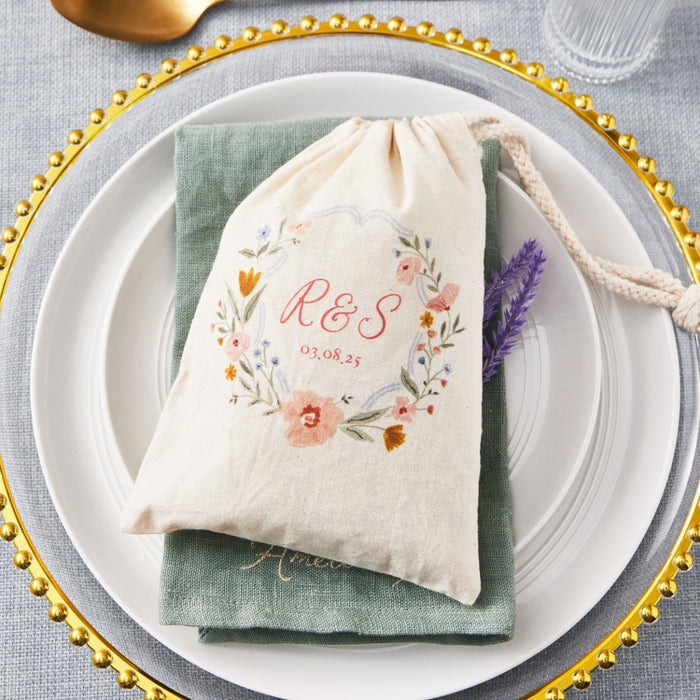 Personalised Wildflower Couple's Initials Wedding Favour Gift Bag