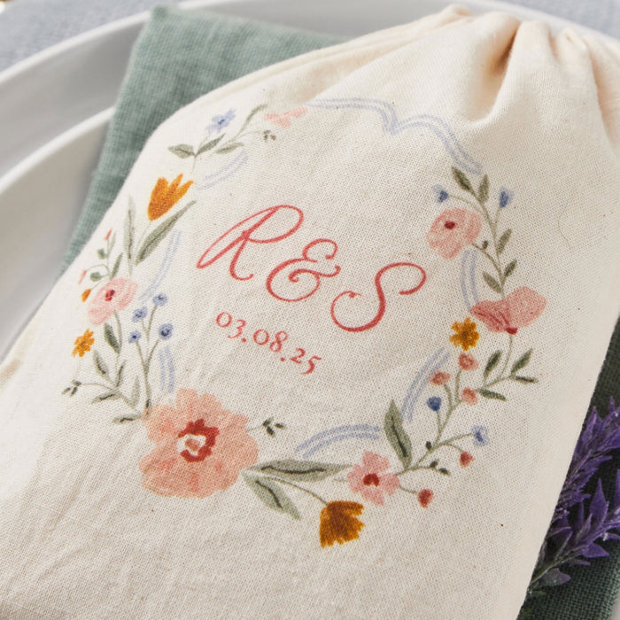 Personalised Wildflower Couple's Initials Wedding Favour Gift Bag