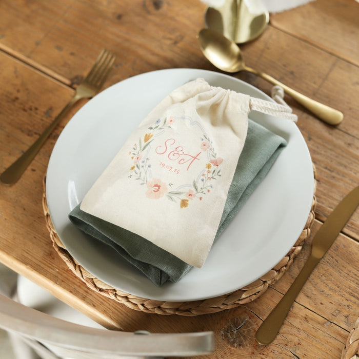 Personalised Wildflower Couple's Initials Wedding Favour Gift Bag
