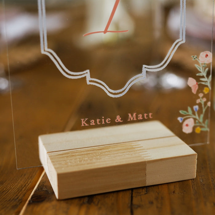 Personalised Wildflower Wedding Acrylic Table Number Sign